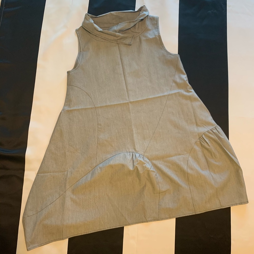 Shirtstripe Assymetrical Cowl Dress.